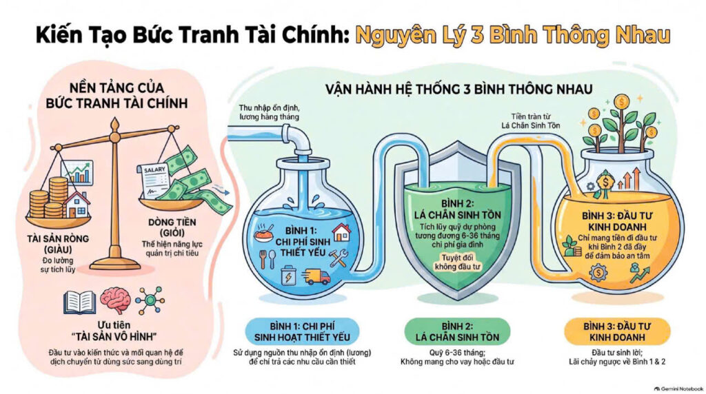 Tại Sao Cứ Đúng Lúc Cần Tiền… Tong Túi Lại Trống Rỗng? Giải Mã Từ Nguyên Lý “3 Bình Thông Nhau”
