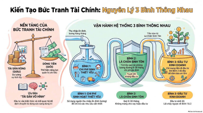 Tại Sao Cứ Đúng Lúc Cần Tiền… Tong Túi Lại Trống Rỗng? Giải Mã Từ Nguyên Lý “3 Bình Thông Nhau”